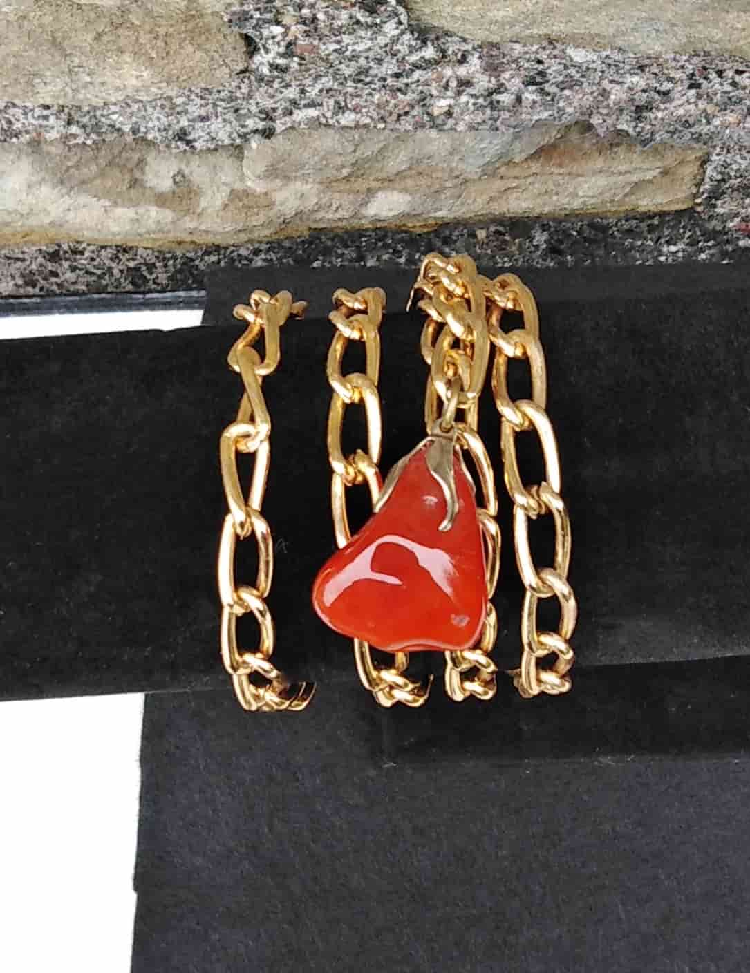 Antique 38” Longguard Muff Chain with Natural Carnelian Fob Pendant